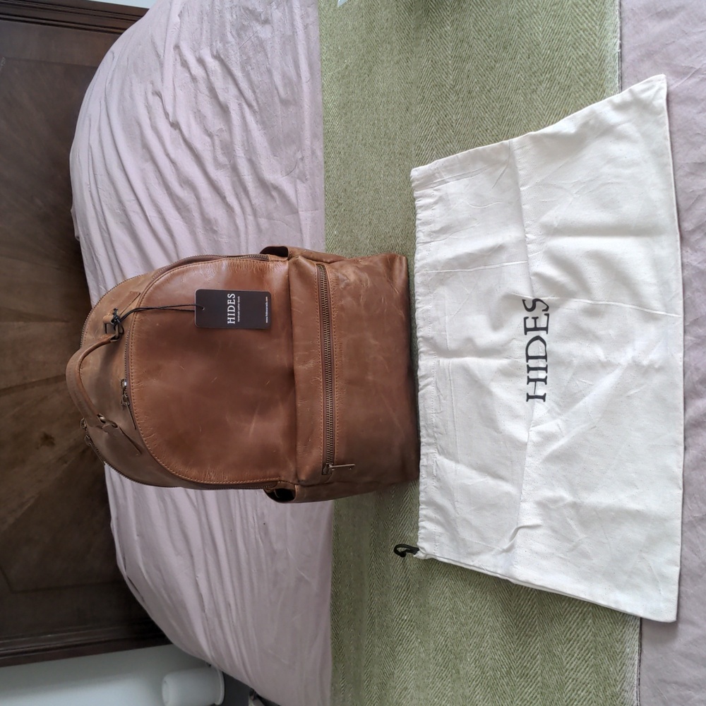 Men's Leather backpack Brown rucksack Hides, fits  17" laptop, travel bag